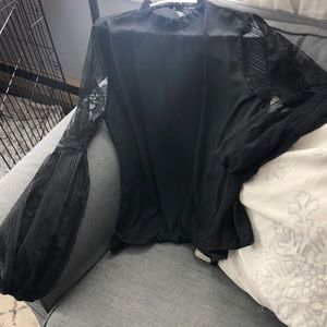 NWOT Shein black blouse, long lace sleeves